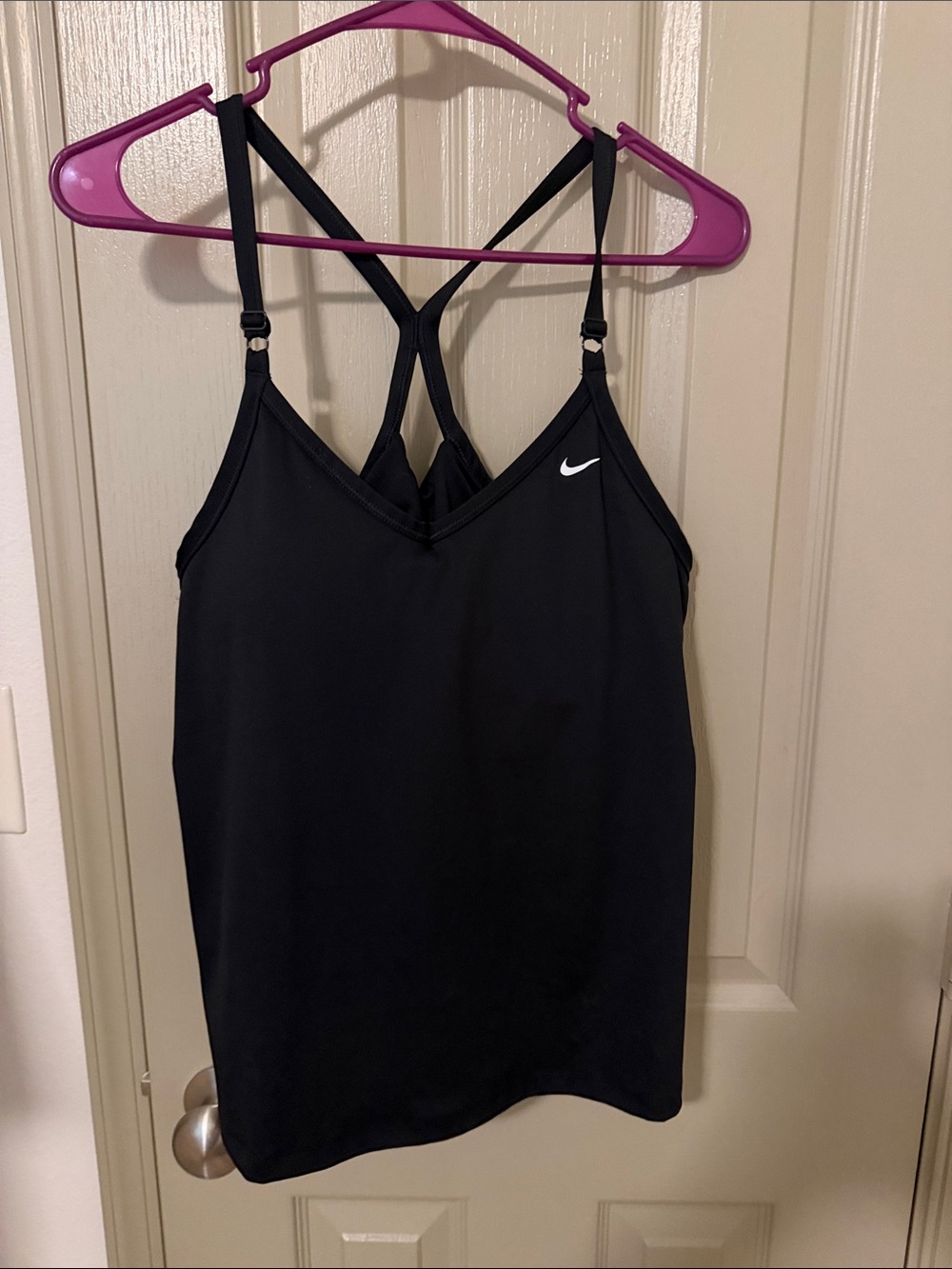 Nike Black Crossback Athletic Tank with White Swoosh